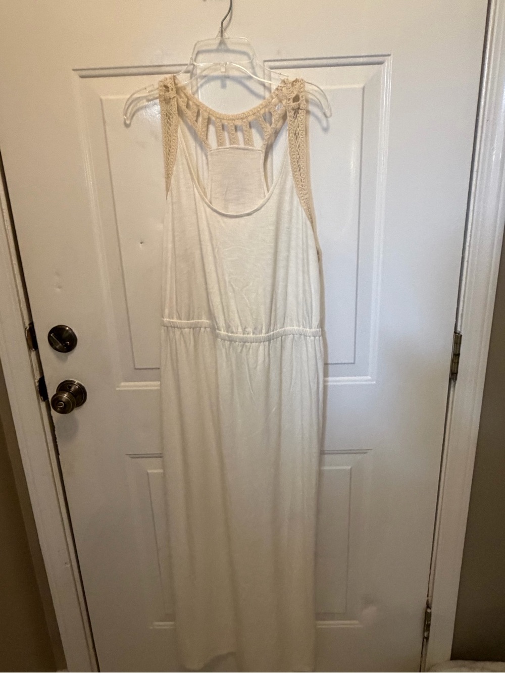 Ava & Viv Ivory Crochet Yoke Sleeveless Maxi Dress